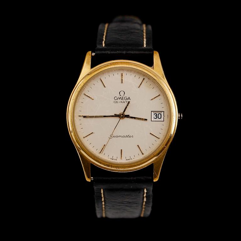 ARMBANDSUR, guld på stål, Omega Seamaster, Quartz.