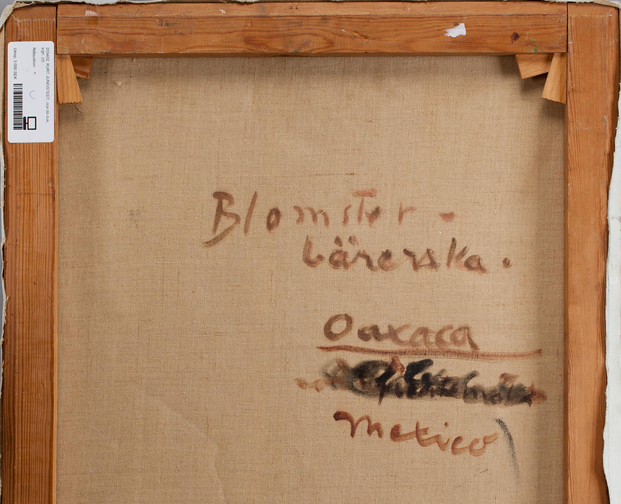 KURT JUNGSTEDT, olja då duk, sign.