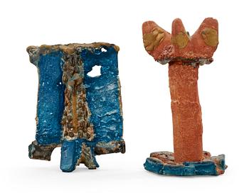 915. Two Anders Bruno Liljefors sand cast stoneware sculptures, Gustavsberg Studio 1950's.