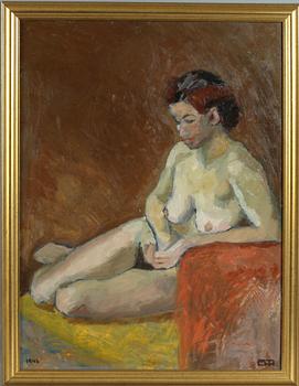 OLGA TESCH-HALLSTRÖM, olja på pannå, monogramsign och dat 1946.