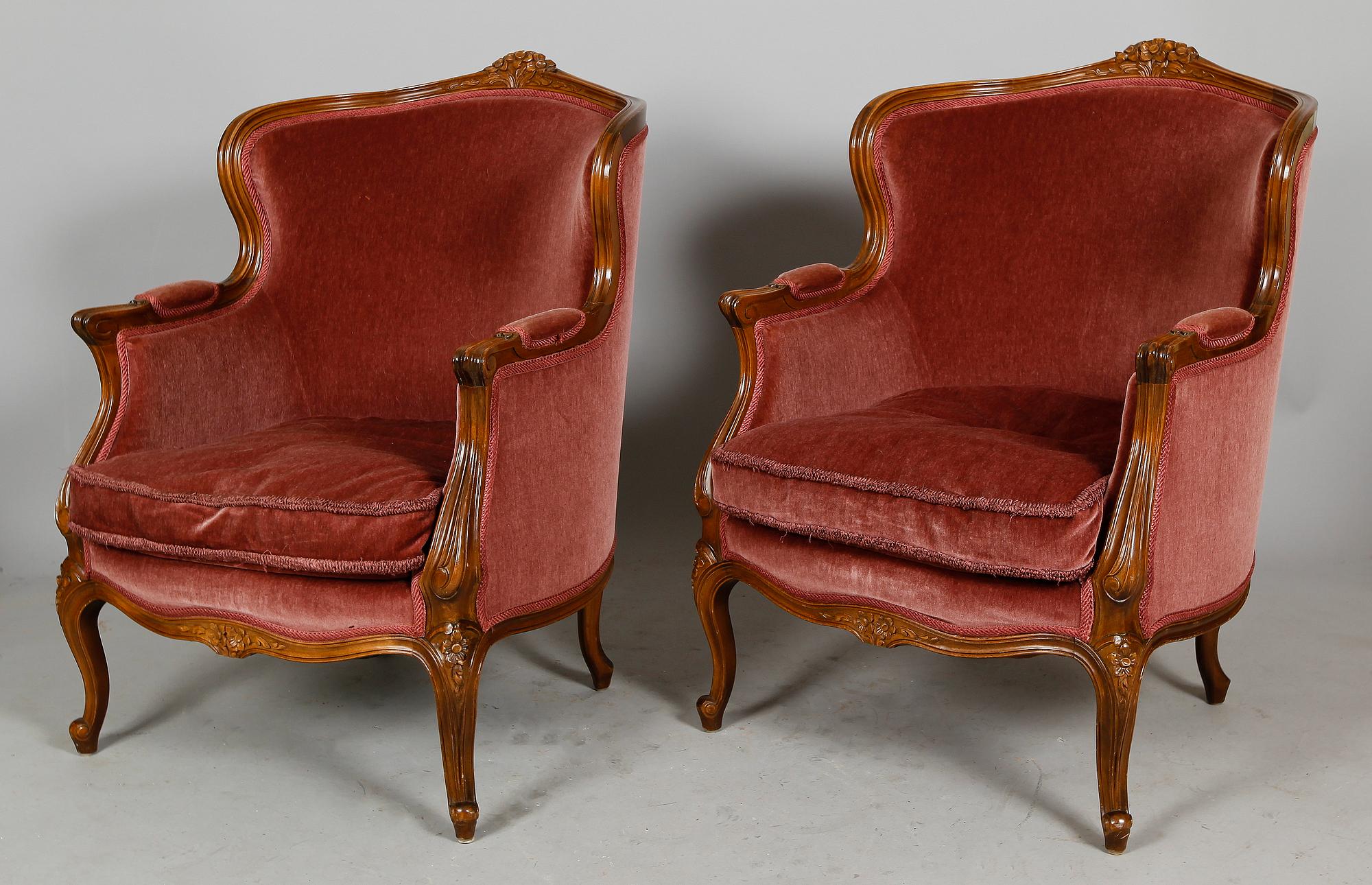 FÅTÖLJER, 1 par, rokokostil, 1900-talets andra hälft.