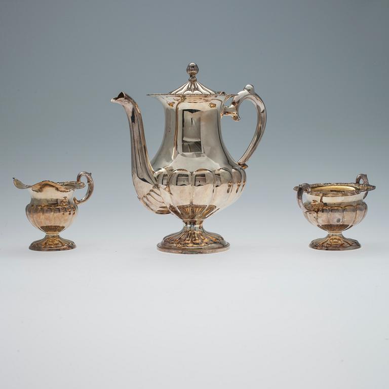 KAFFESERVIS, 3 delar, silver, Hopea Oy, Helsingfors 1962. Vikt 1066 g.