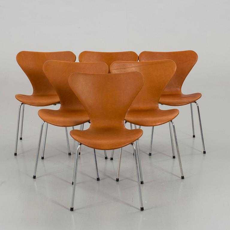 ARNE JACOBSEN, stolar 6 st, "Sjuan", Fritz Hansen, Danmark,