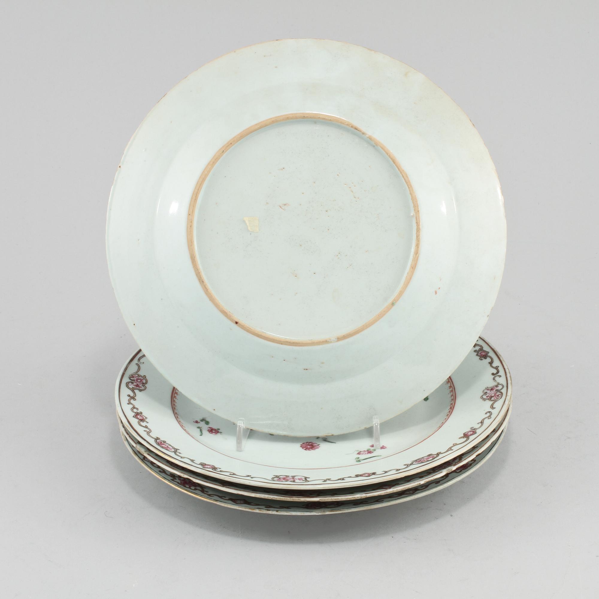 TALLRIKAR, 4 st, porslin, Kina, 1700-tal.
