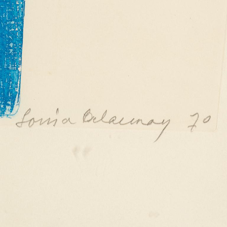 SONIA DELAUNAY, färgetsning, 1970, signerad med blyerts och numrerad  49/75.