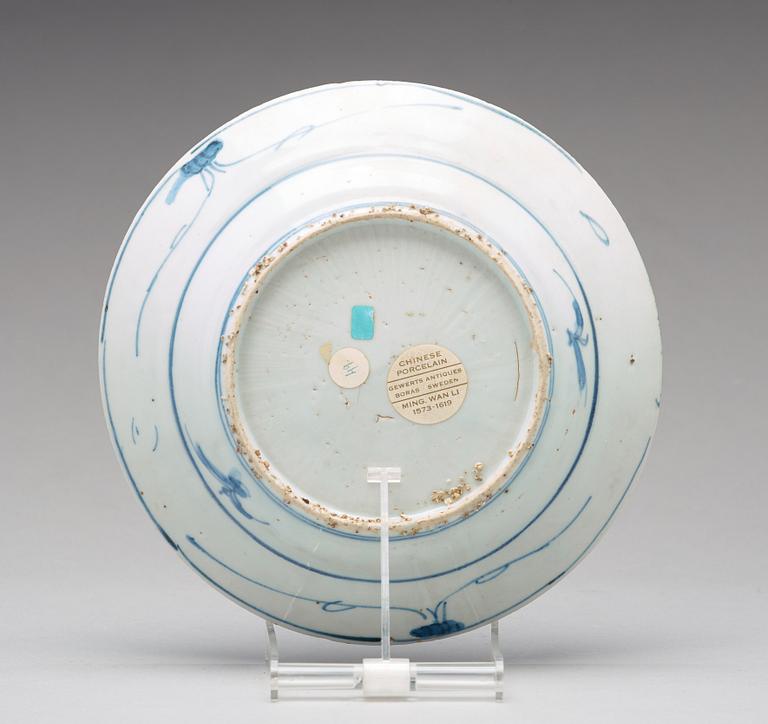 A set of six blue and white kraak dishes, Ming dynasty, Wanli (1572-1620).