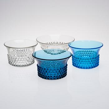 SKÅLAR, 4 st, glas, Saara Hopea, "Nyppylä", Nuutajärvi/Notsjö, Finland 1952-1976.