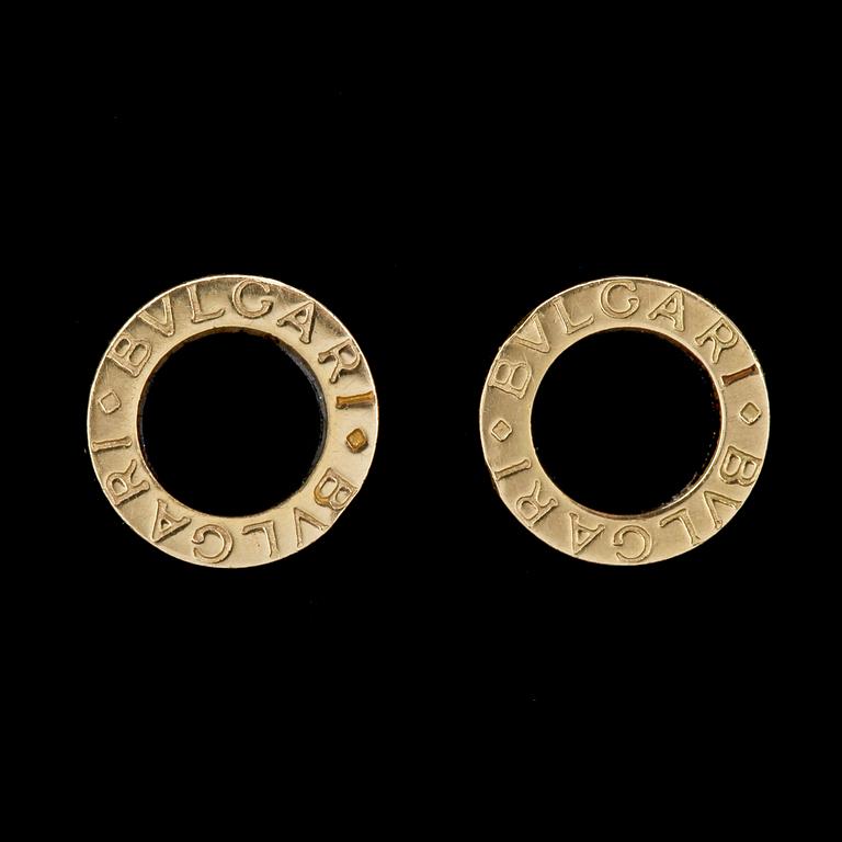 EARRINGS, Bulgari, gold and onyx.