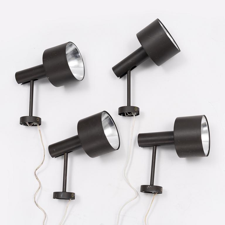 Four metal wall lights, Axel Annell.