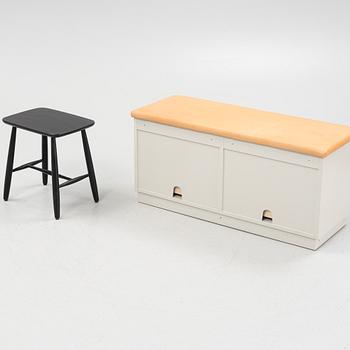 A bench and stool by Nirvan Richter, Norrgavel.