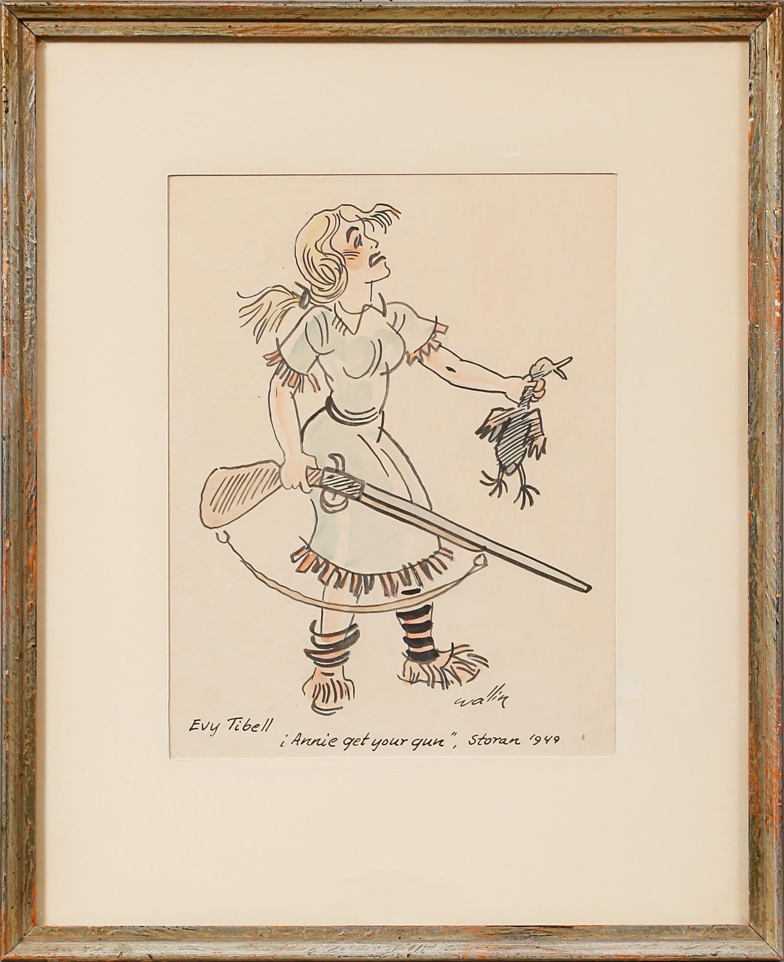 DRÄKTSKISSER, 7 st, blandteknik, signerade Wallin, delvis daterade, omkring 1900-talets mitt.