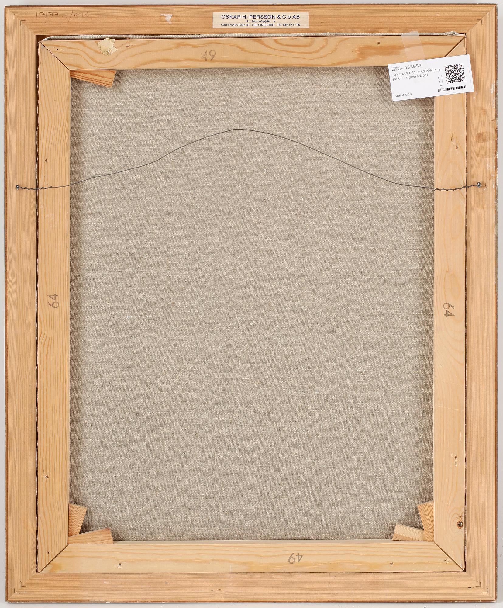 GUNNAR PETTERSSON, olja på duk, signerad.