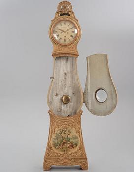 A rococo polychrome-painted and giltwood longcase clock by N. or C. Berg (active in Stockholm  1751-94/1762-84).