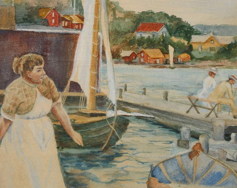 OIDENTIFIERAD KONSTNÄR, akvarell, signerad A Holmberg, tidigt 1900-tal.