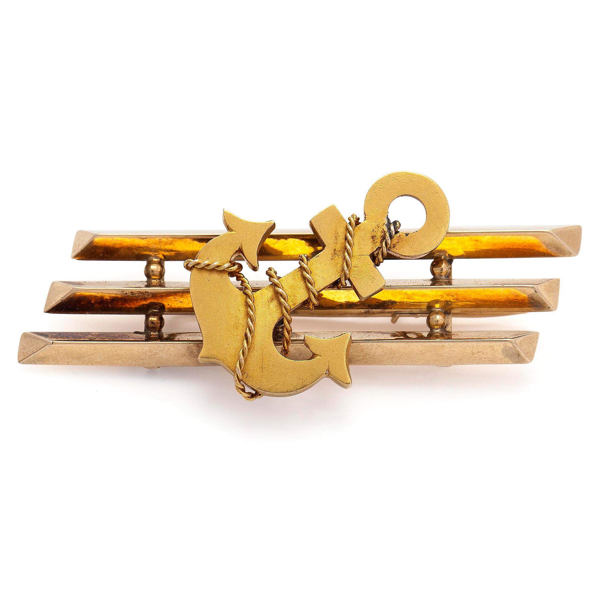 Brooch, 14K (56) gold, Moscow, second half of the 19th century.