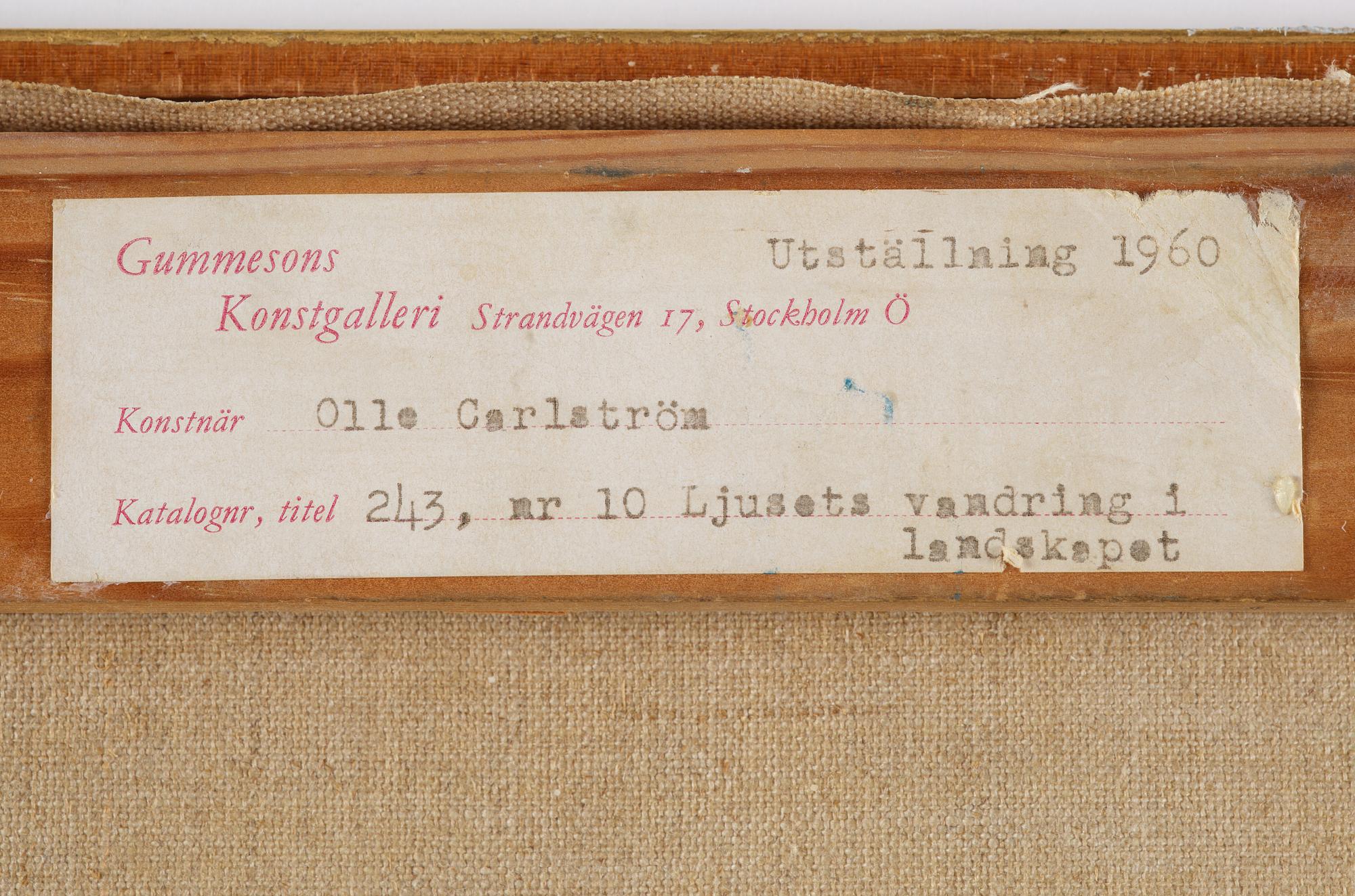 Olle Carlström, "Ljusets vandring i landskapet".