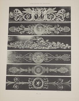 BOKMAPP MED 36 PLANSCHER, "Broze -Beschläge und-Verzierungen im Empire-Stil" utg. av Egon Hessling, Leipzig.