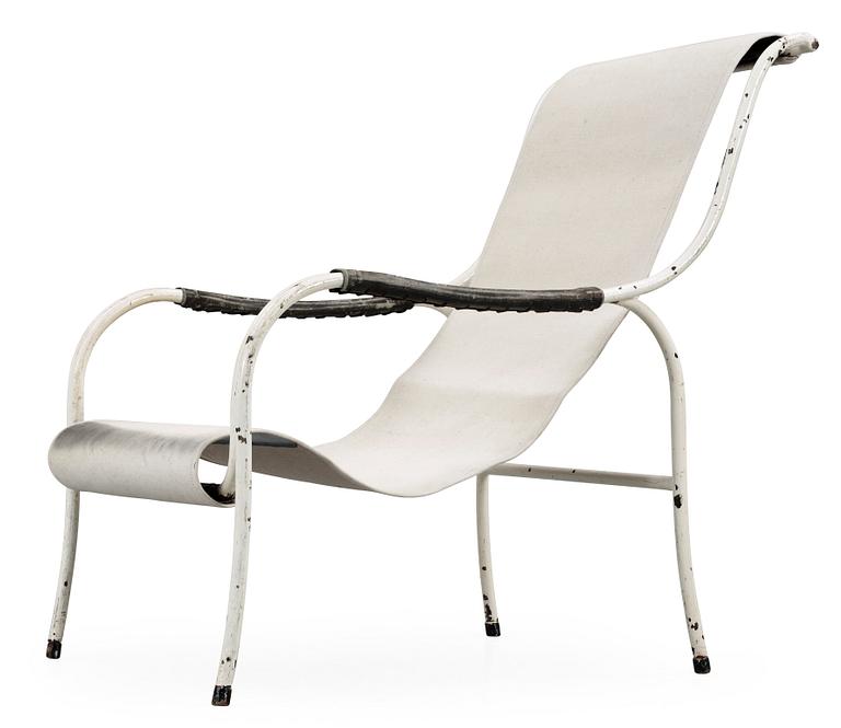 A Gustaf Isak Claesson lacquered metall and canvas easy chair, ca 1930.