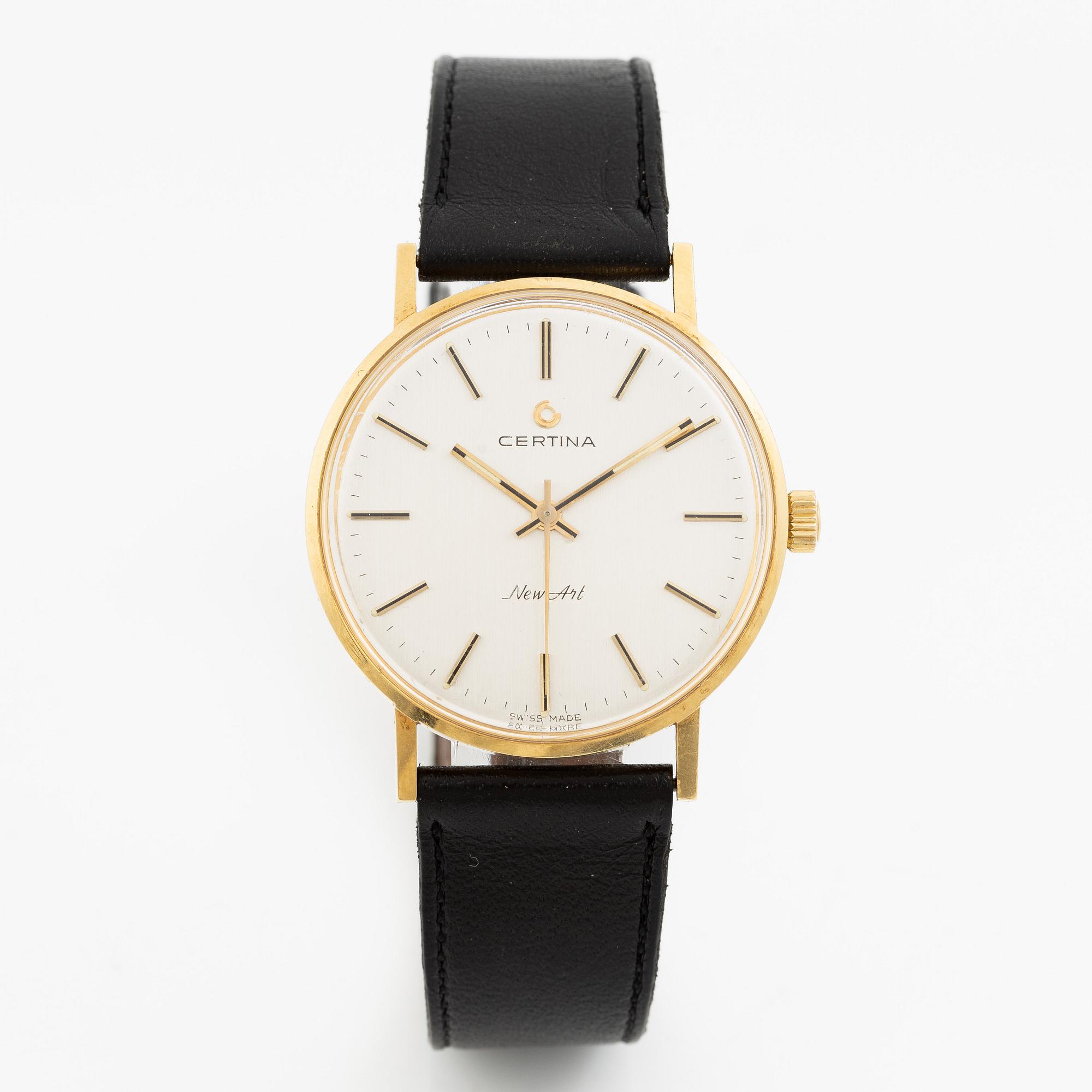 Certina, New Art, 18K gold, wristwatch, 33.5 mm.