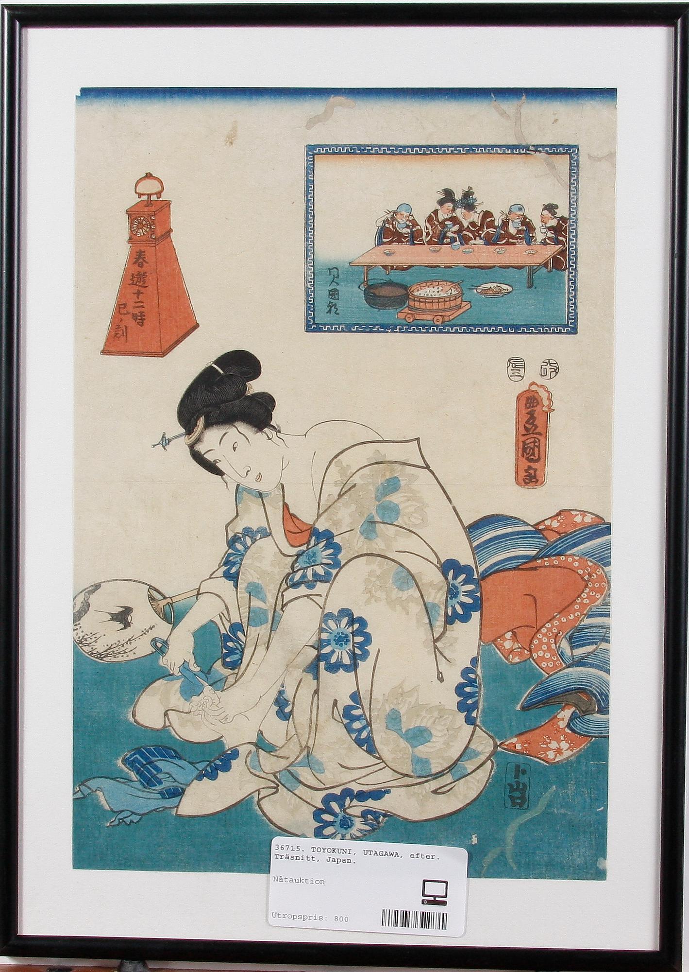 TOYOKUNI, UTAGAWA, hans efterföljare. Träsnitt, Japan, 1800-talets senare hälft.