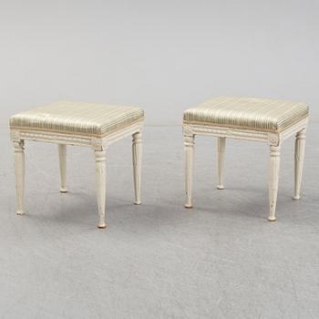 A pair of ca 1800 late Gustavian stools by Erik Öhrmark (1777-1813).