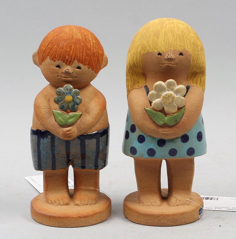 FIGURINER, ett par. Stengods. Lisa Larson, Gustavsberg.