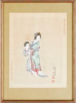 OKÄND KONSTNÄR, träsnitt, 7 st, Japan, 1900-talets första hälft.