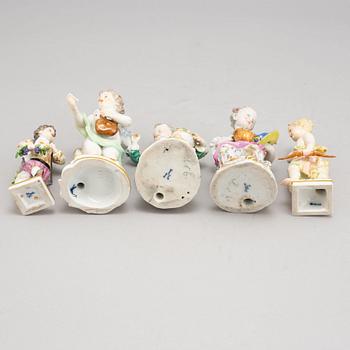 A group of five German porcelain figures, Meissen and Berlin, circa 1900.