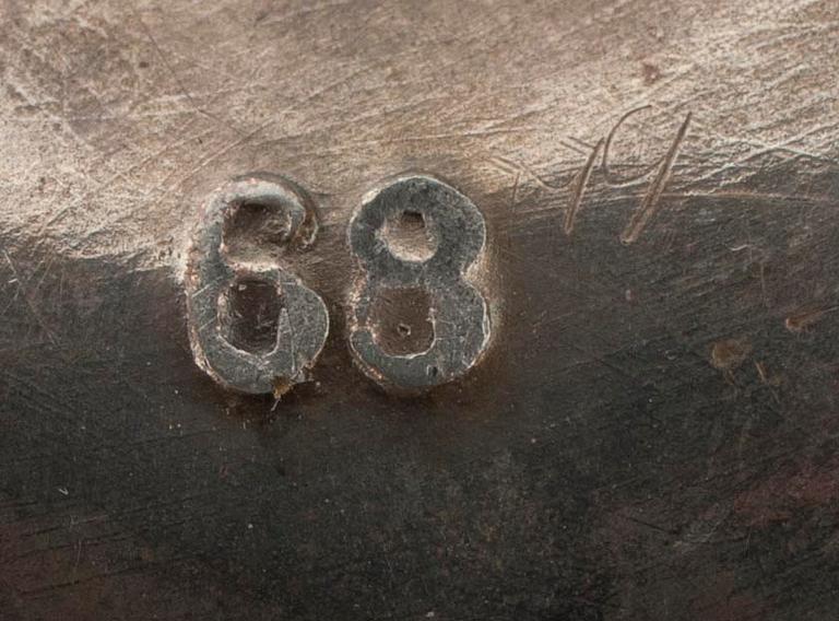 KLOCKSTÄLL, vitmetall, jugend, Württembergische Metallwarenfabrik, WMF, samt FICKUR, Ancre, med KED, silver.