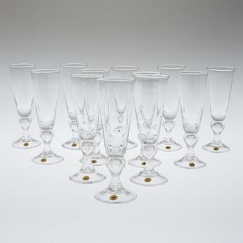 CHAMPAGNEGLAS, 12 st, "Antik", Reijmyre Glasbruk.