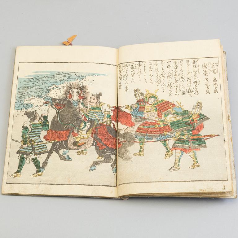 13 Japanese woodblock printed books with illustrations, 19th century.