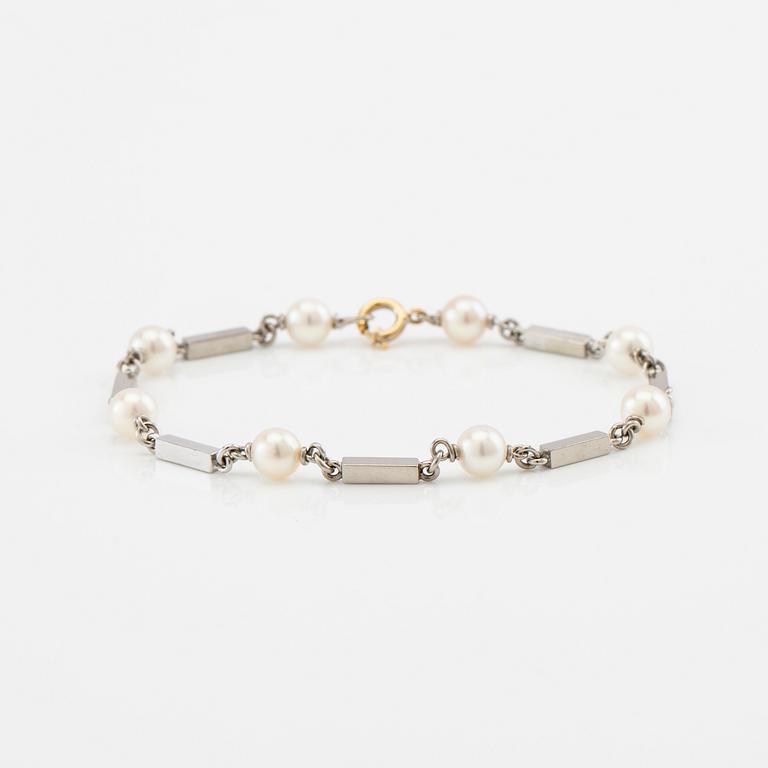 Bracelet 18K white gold with cultured pearls, Gothenburg 1959.