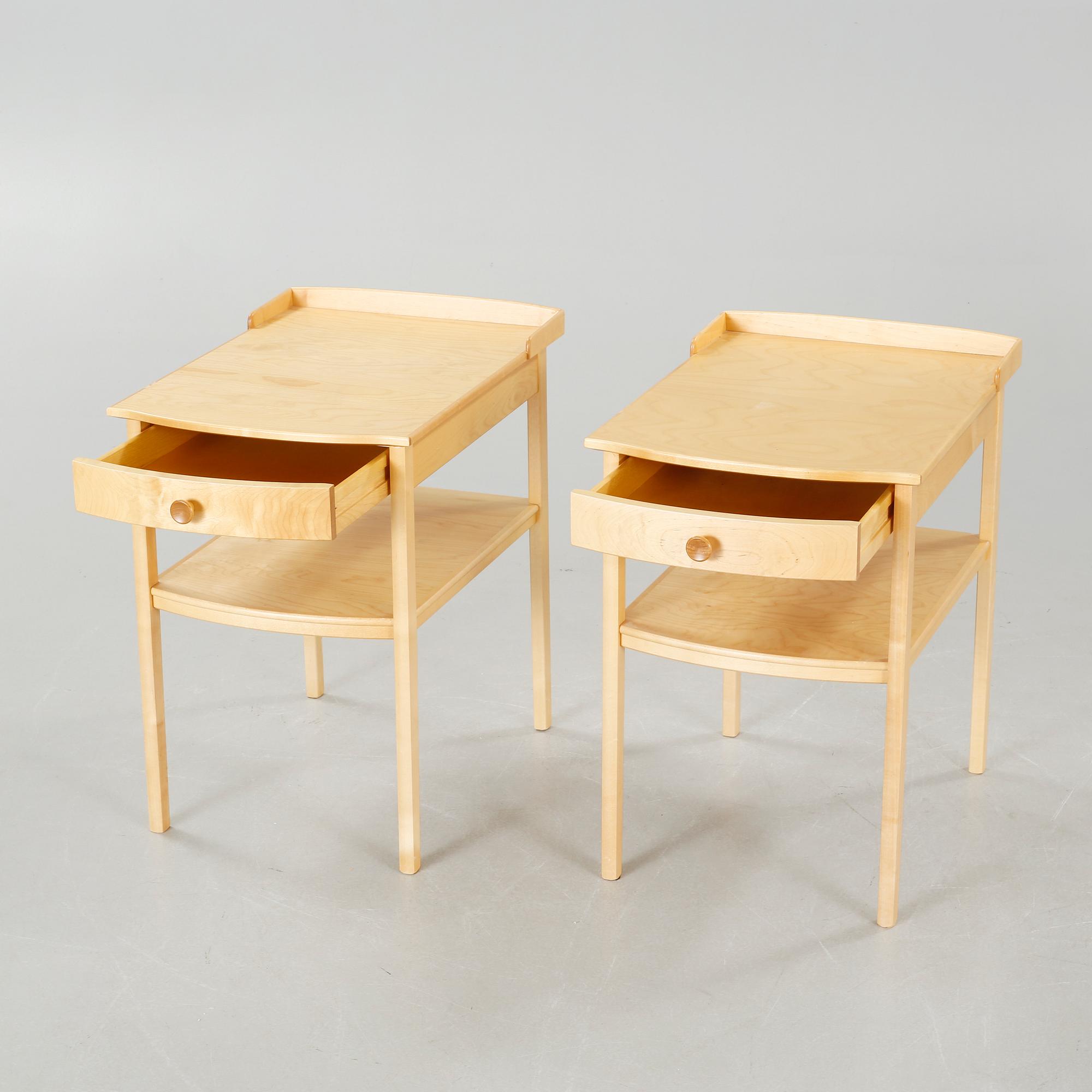 A pair of bedside tables by Carl Malmsten for Åfors Möbelfabrik, second half of the 20th century.