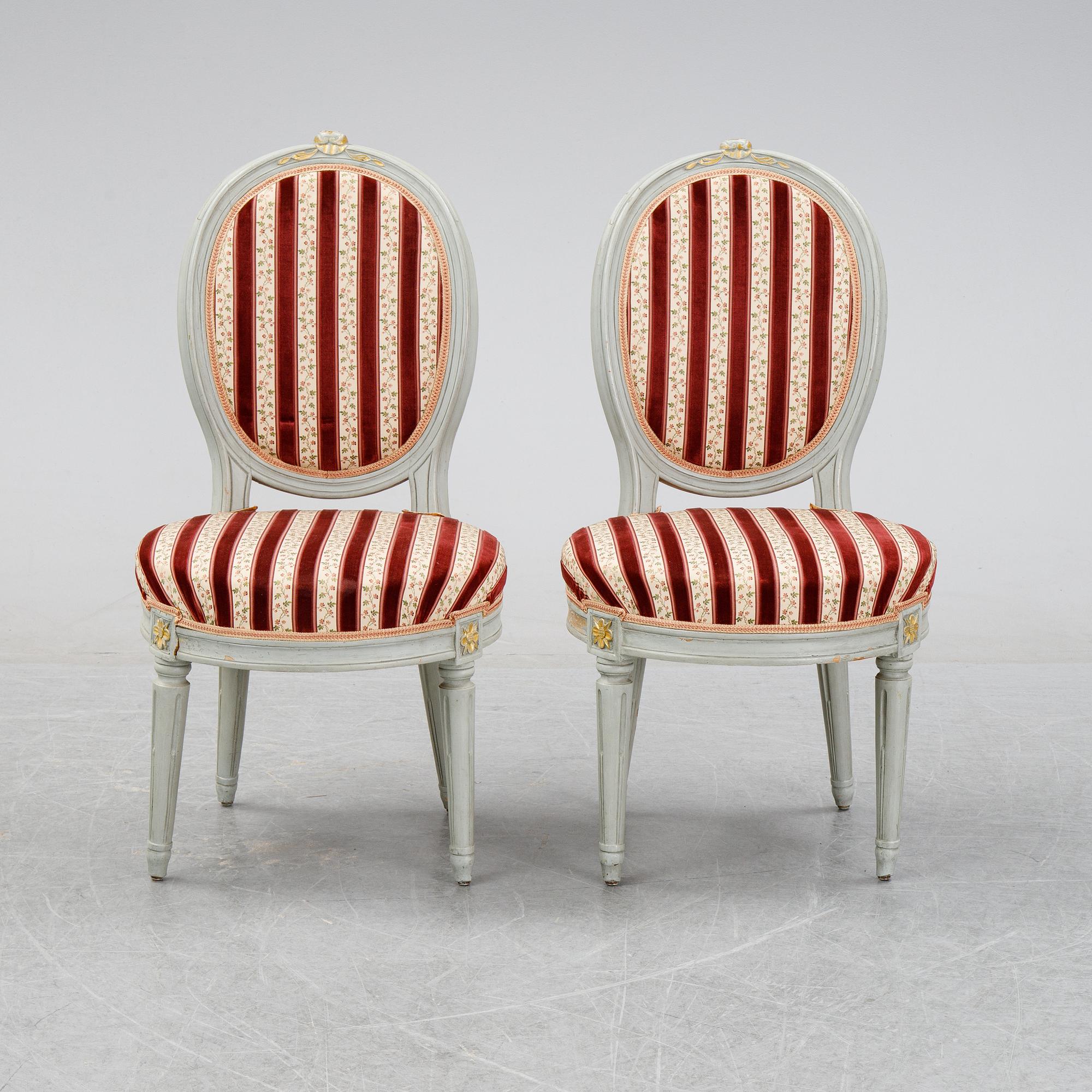 A pair of Gustavian chairs by Anders Swensson, from around the year 1900.