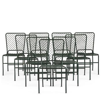 344. Josef Frank, trädgårdsstolar, nio stycken, modell 591, Firma Svenskt Tenn.