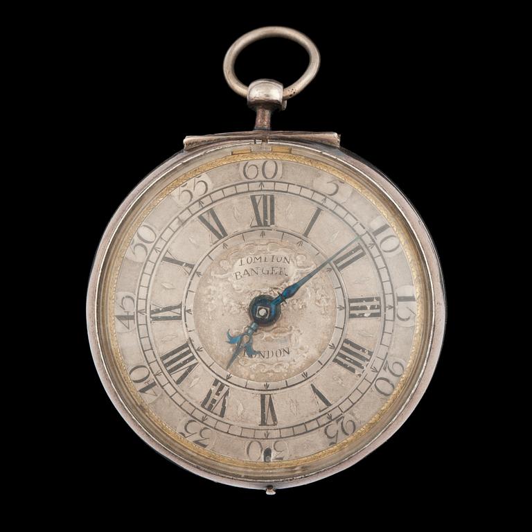 A silver verge pocket watch, Thomas Tompion, London early 18th century.
