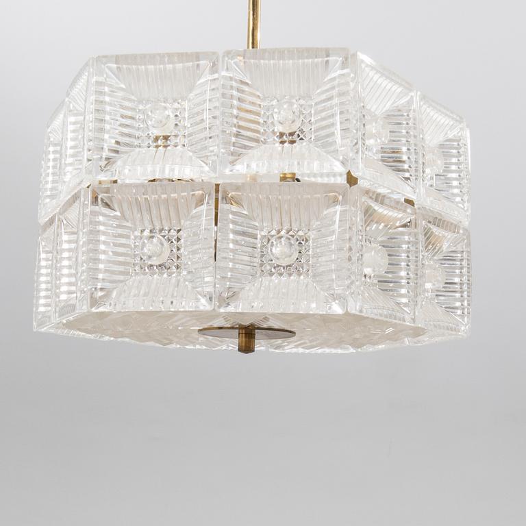 Carl Fagerlund, a glass and brass ceiling pendant Orrefros later part of the 20th century.