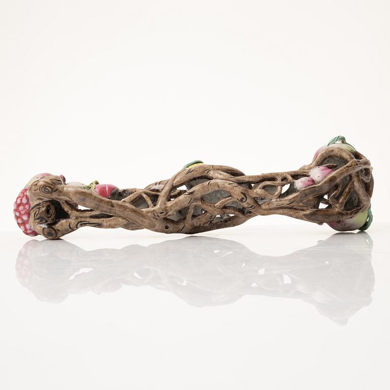 A Chinese porcelain ruyi-sceptre, late 20th century.