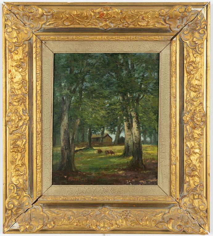 Adolf Hirsch, Park landscape with grazing cows.