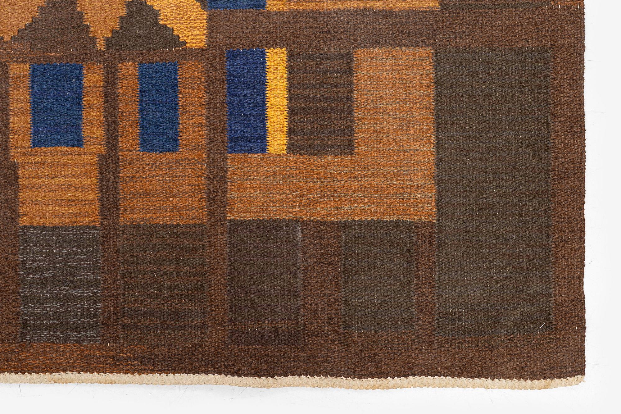 Margareta Grandin-Nettles, a flat weave 'Smaragd' carpet, c. 302 x 203 cm, signed GLH MG.