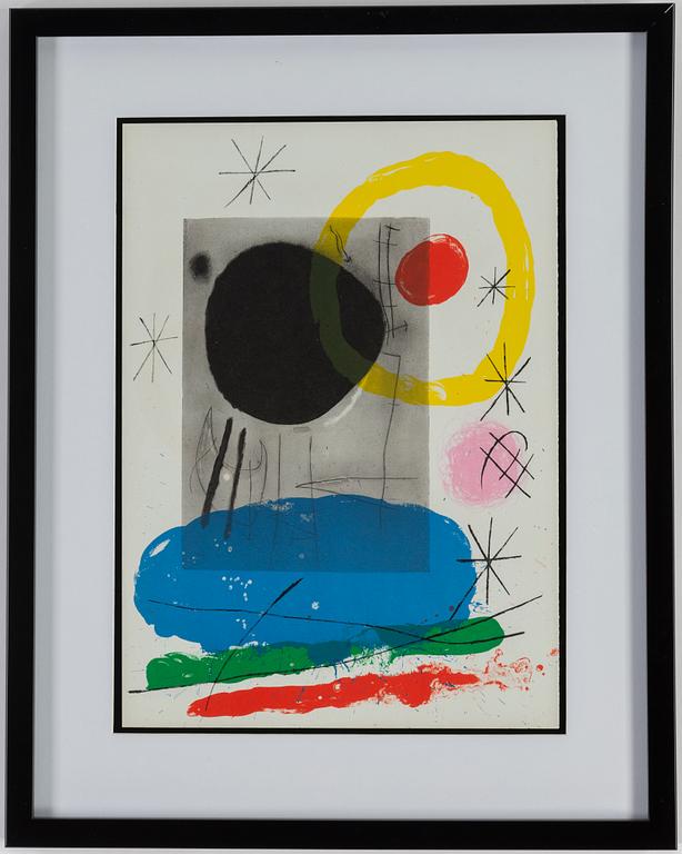 JOAN MIRÓ, färglitografi, efter, ur Derrière le Miroir nr 151-152, 1965.