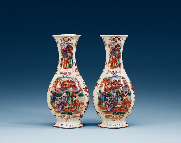 A pair of famille rose vases, Qing dynasty, Qianlong (1736-95).