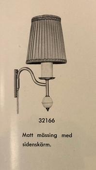 Bertil Brisborg, a pair of wall lamps model "32166", Nordiska Kompaniet, 1940s-50s.