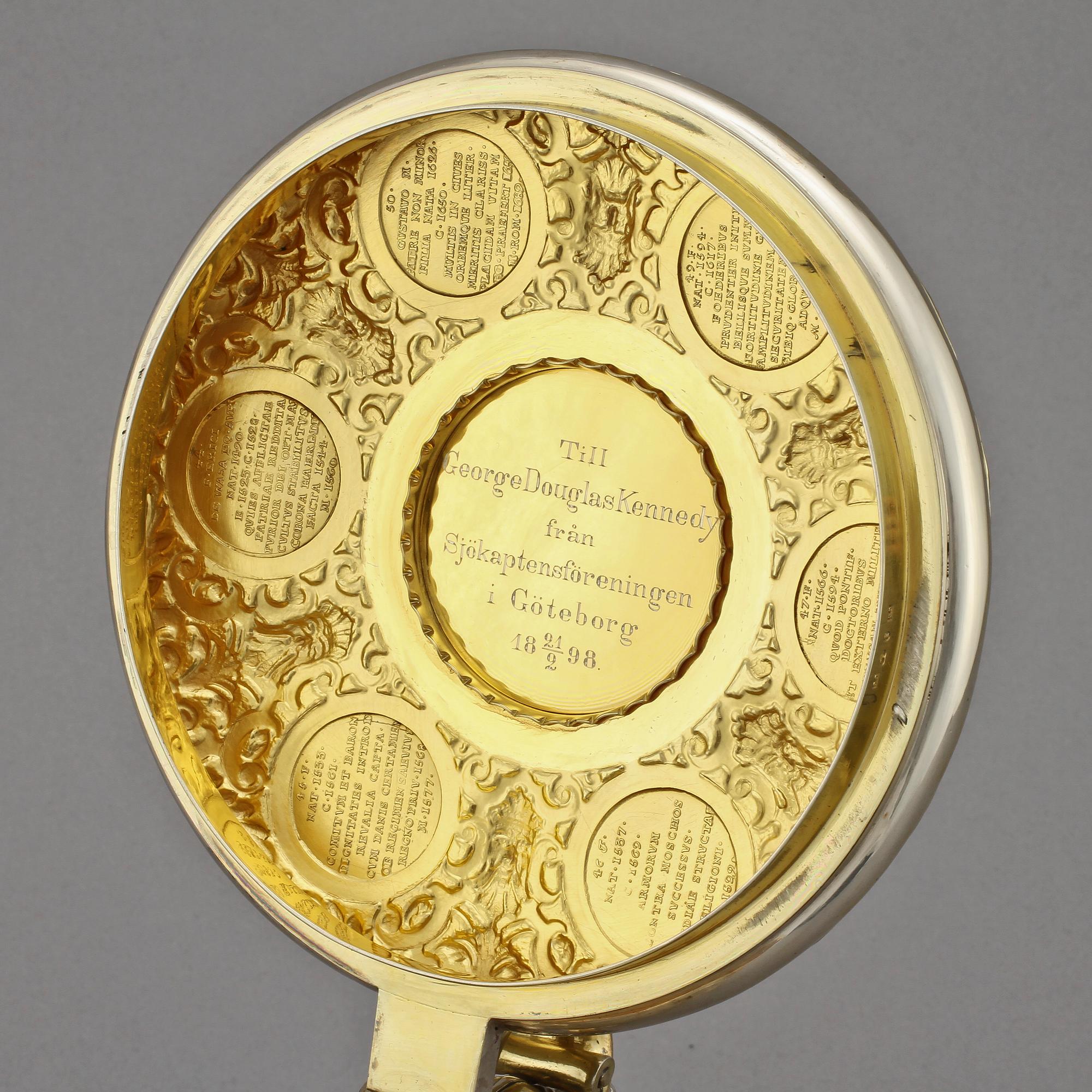 STOP, silver, Gustaf Möllenborg, Stockholm, 1892. Vikt 1584 g.