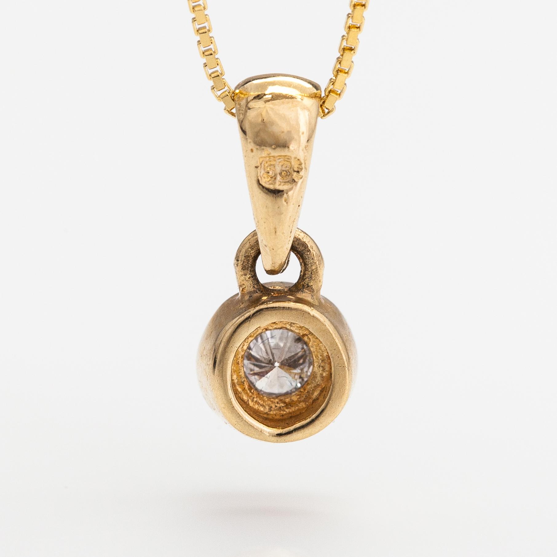 Kaulakoru, 14K kultaa, timantti n. 0.10 ct.