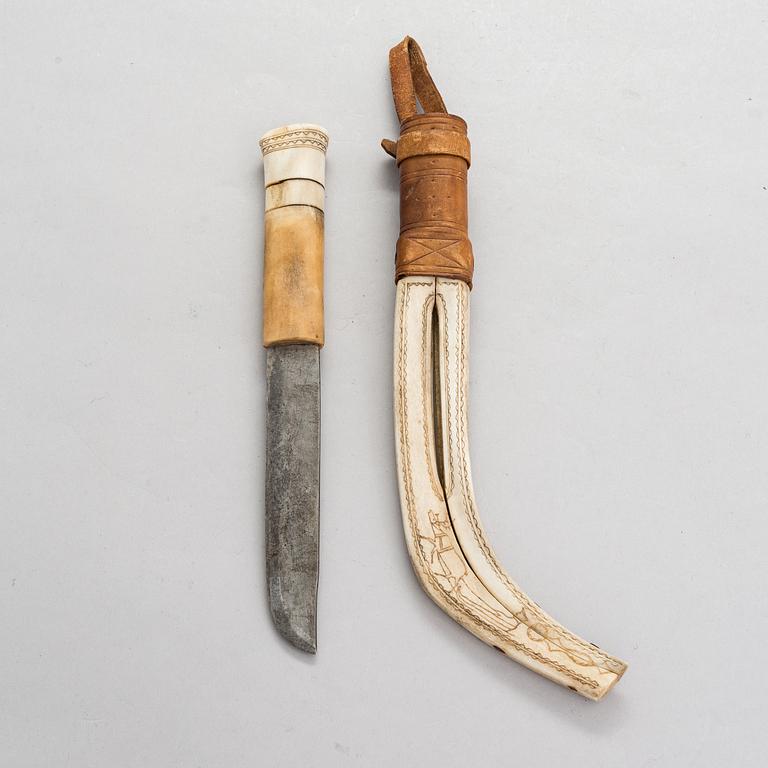 A sami knife / sami handicraft / duodji large leuku knife from Lapland, early 20th century.