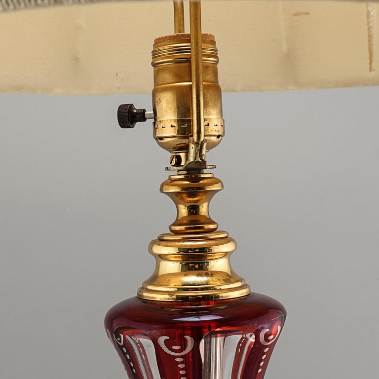 A table lamp, so called Bohemian glass, first half of the 20th century.