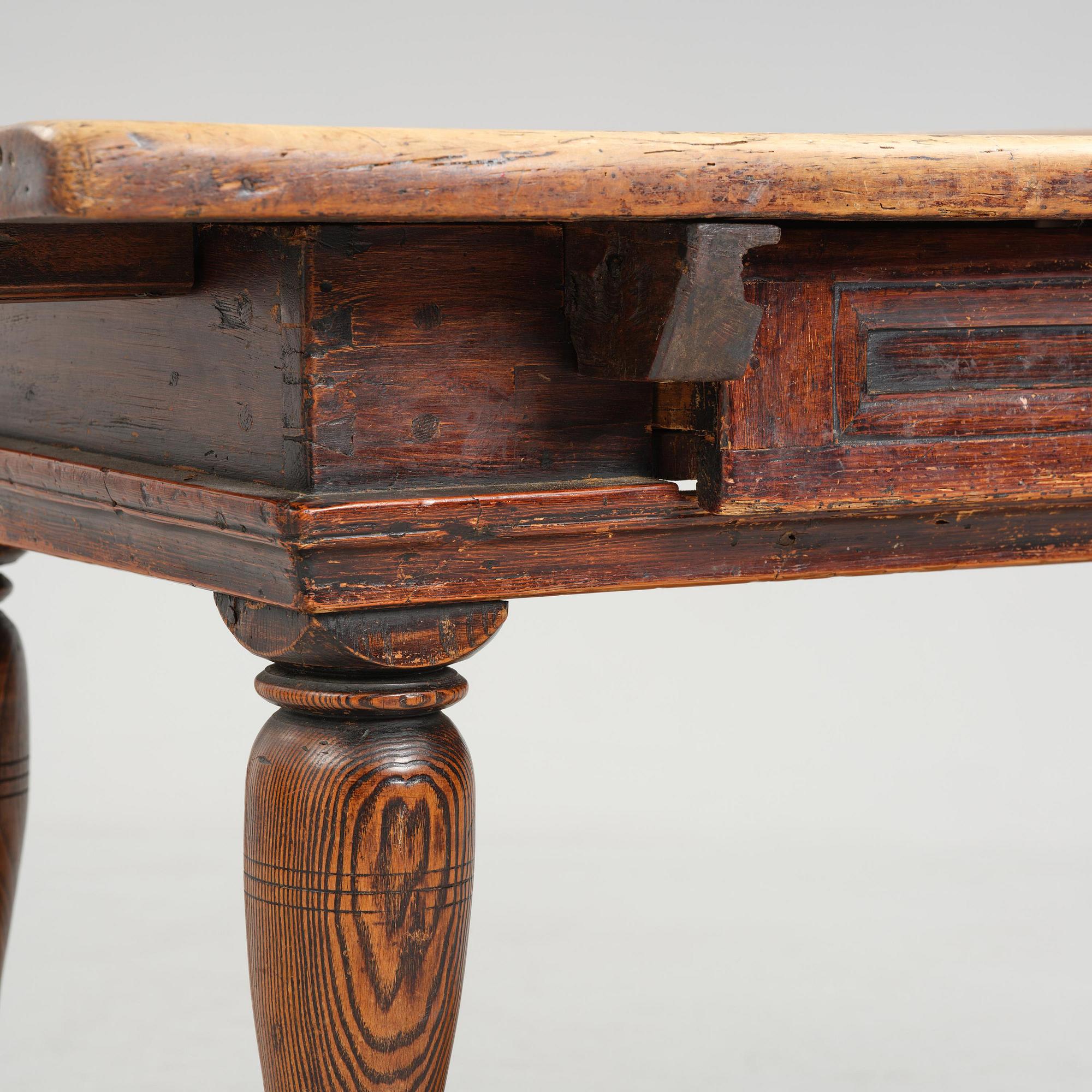 A Swedish baroque pine table, circa 1700.