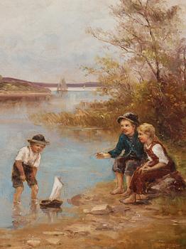 Severin Nilson, Children playing by the water.