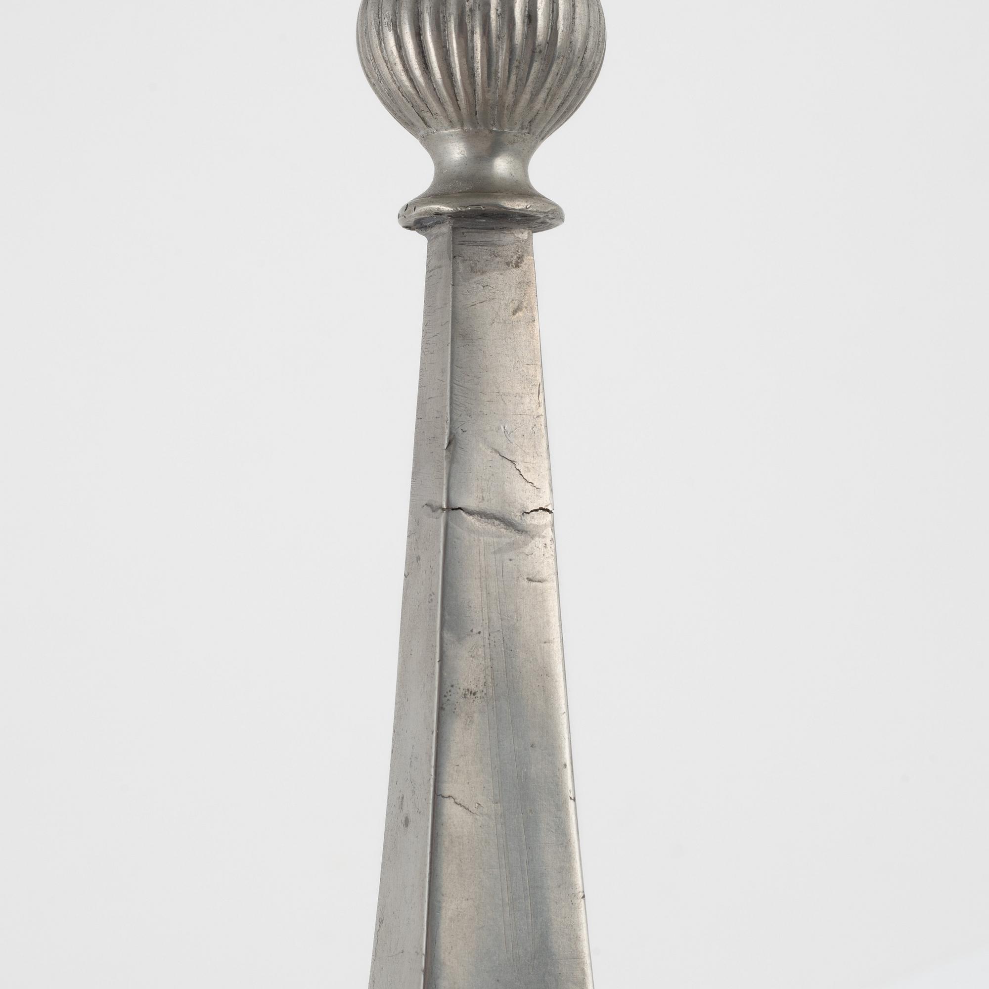 A pair of Empire pewter candlesticks, mark of Sven Ekström, Norrköping 1823.